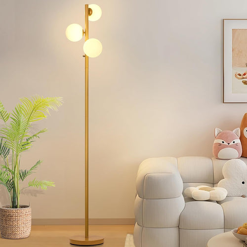 Dimmable Floor Lamp with Rotary Switch Modern Gold 3-Head Eye