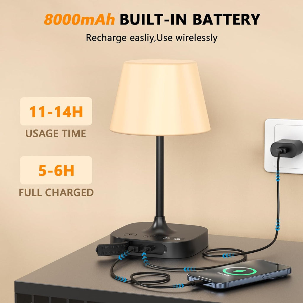 Table Lamp - 8000mAh Cordless Rechargeable Battery