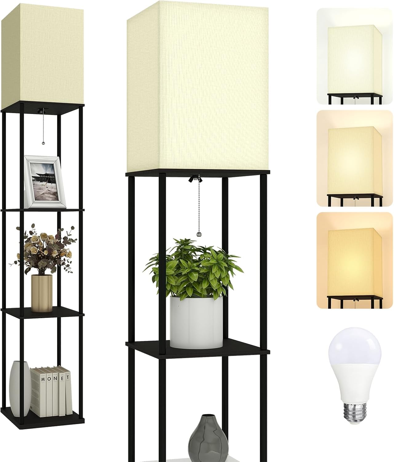 Floor Lamp with Shelves-LED Modern Shelf Floor Lamp