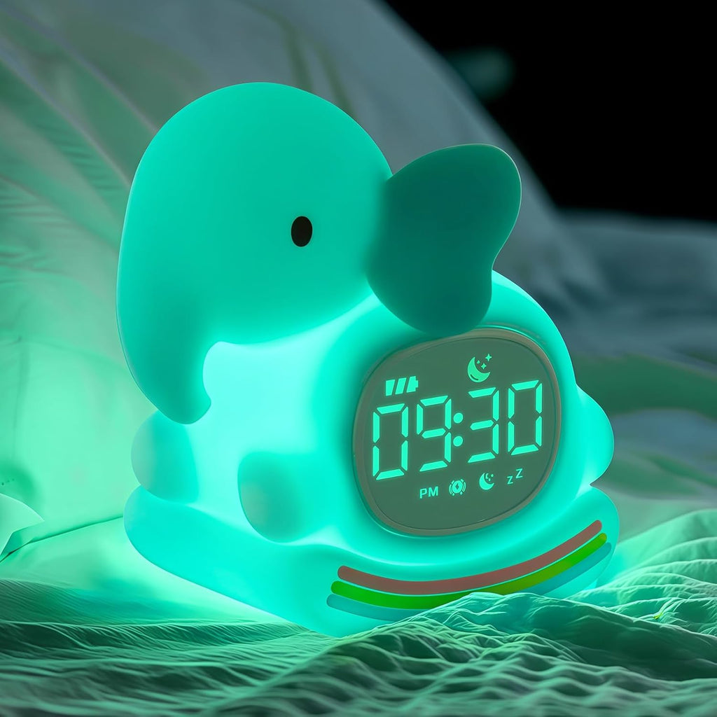 Elephant Alarm Clock for Kids with Night Light