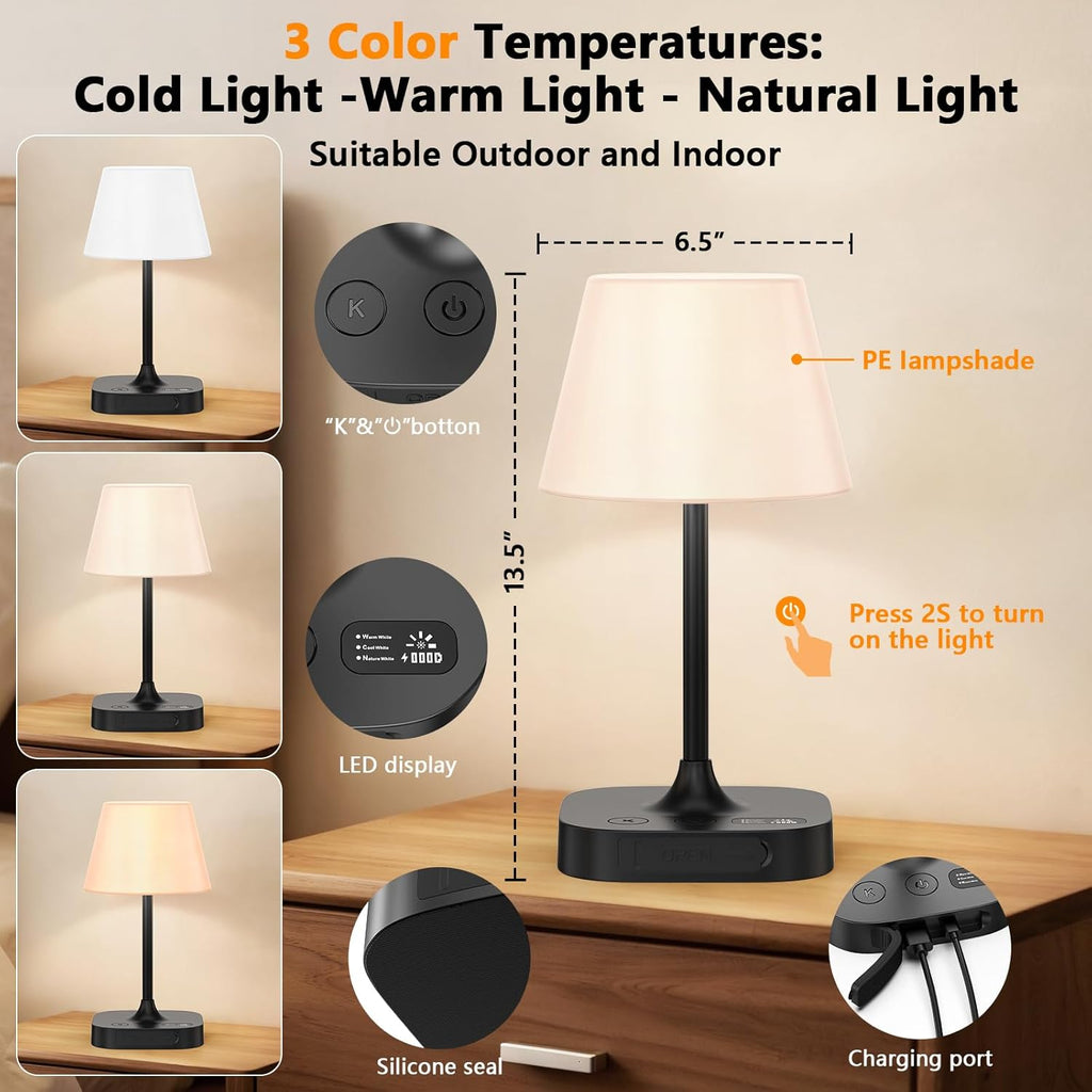 Table Lamp - 8000mAh Cordless Rechargeable Battery