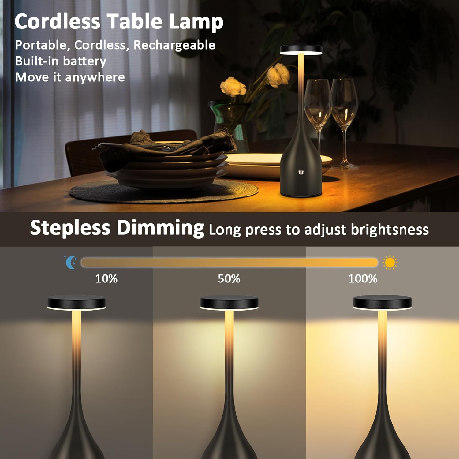 Cordless Table Lamps Set of 2