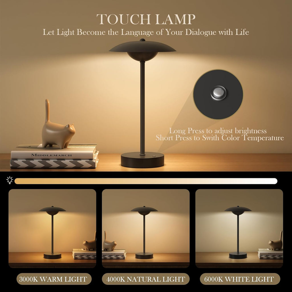 2 Pack Cordless Table Lamps, Rechargeable Battery Powered Lighting