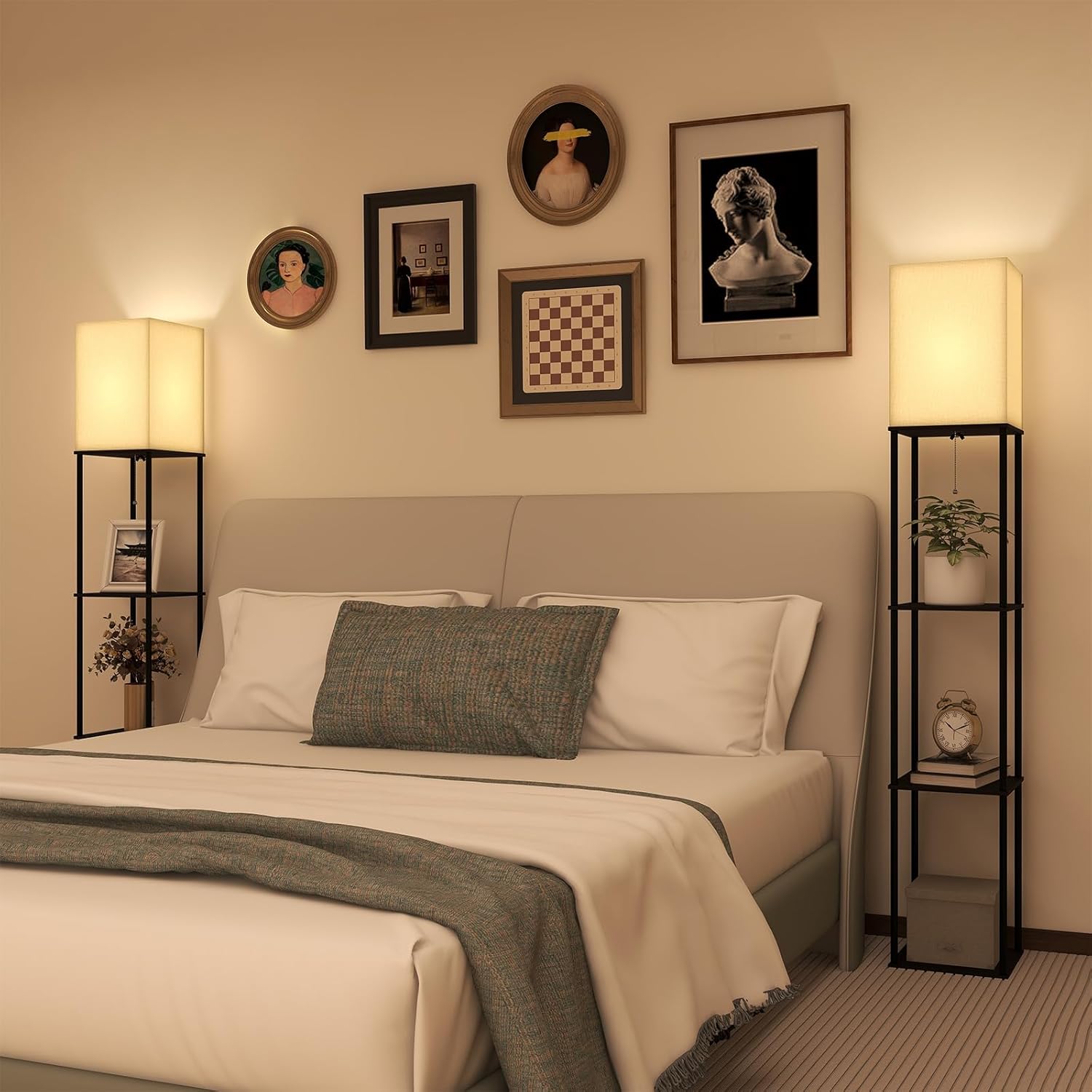 Floor Lamp with Shelves-LED Modern Shelf Floor Lamp