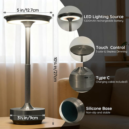 Cordless Table Lamps 2 Pack LED Rechargeable Battery Operated Desk Lamps