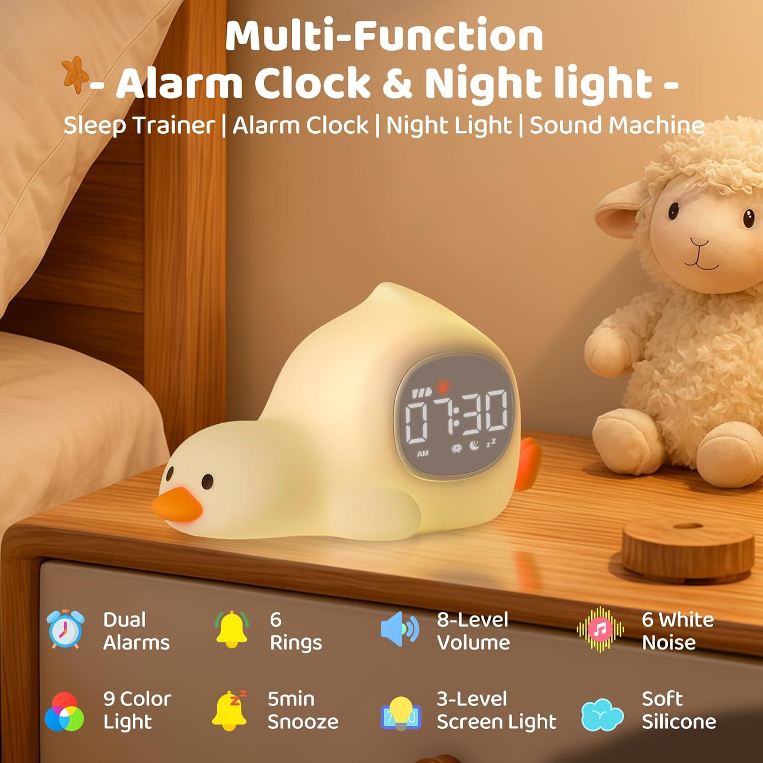 Laying Duck Alarm Clock with Night Light