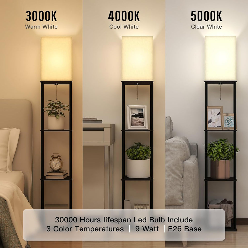 Floor Lamp with Shelves-LED Modern Shelf Floor Lamp