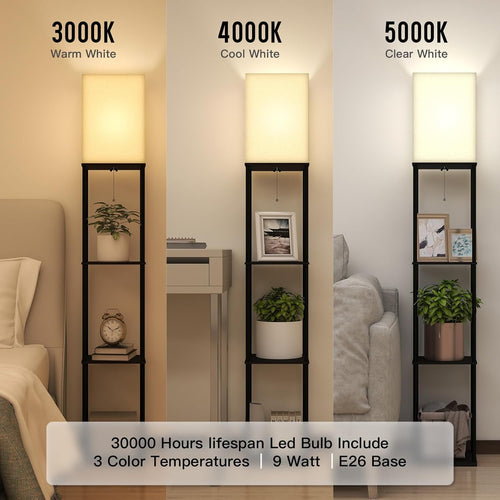 Floor Lamp with Shelves-LED Modern Shelf Floor Lamp