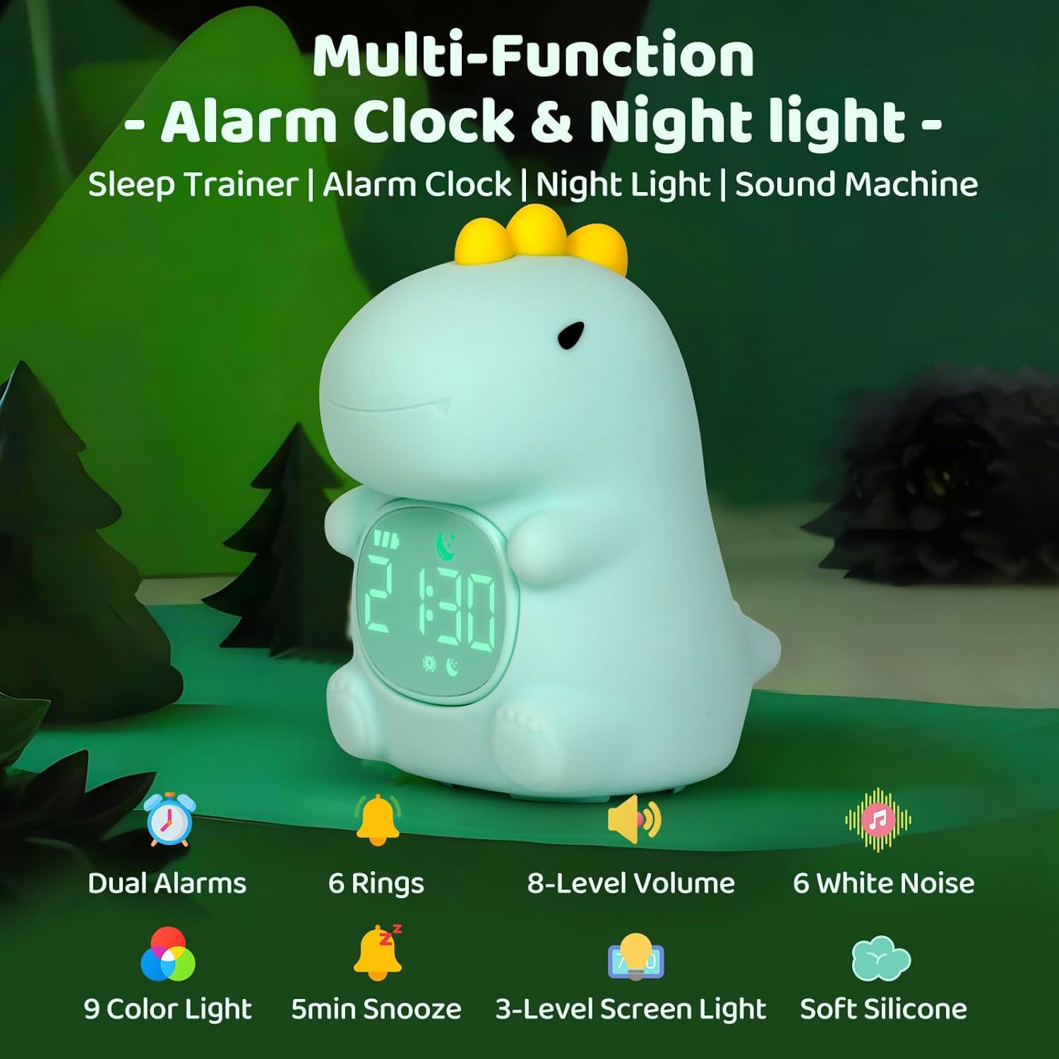 Dinosaurs Alarm Clock with Night Light