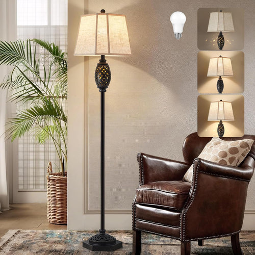 Vintage Floor Lamp with Cutout Design & Glowing Light