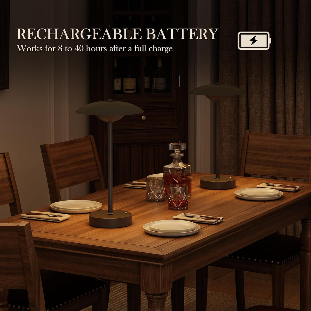 2 Pack Cordless Table Lamps, Rechargeable Battery Powered Lighting
